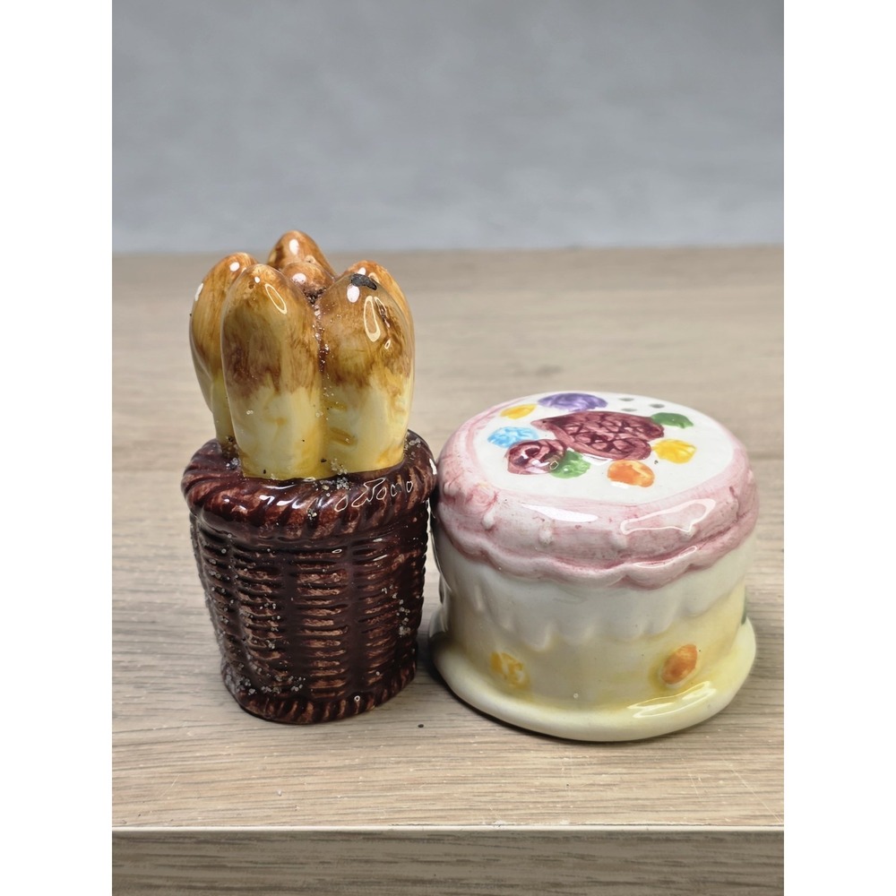 Salt and Pepper Shakers - Bread Sticks and Cake Shaped